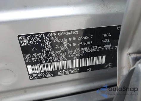 2019 Toyota Rav4 Xle from USA, damaged, VIN JTMW1RFV1KD505216